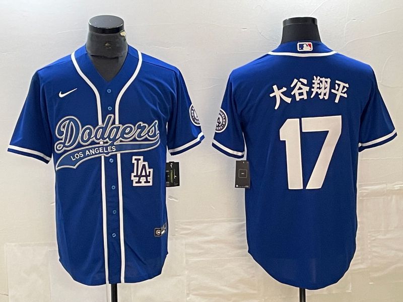 Men Los Angeles Dodgers #17 Ohtani Blue Nike Game MLB Jersey style 12->los angeles dodgers->MLB Jersey